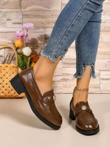 2025 Spring New Vintage Loafers Slip-On Small Leather Shoes British Style Women Flats - Brown - View 3