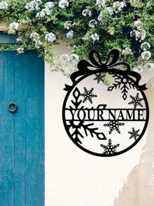 可定制的金属圣诞花环标志个性化圣诞剪影墙面艺术时尚室内装饰门和花园装饰、家居、厨房、餐厅 - 独特的节日礼物创意 - 黑色 - 查看 7