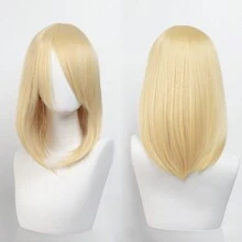 40英寸短款合成假发，带刘海，男女通用，适合男士佩戴，层次感直发，无胶耐热纤维，高密度，外观自然