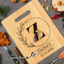 Tábua de Corte de Bambu Personalizada - 26 Opções de Padrão de Letra, Perfeita para Feriados, Aniversários, Aniversários e Mais - Presente Decorativo de Cozinha Elegante e Durável