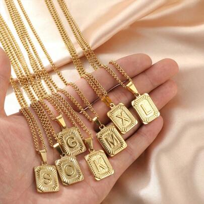 1 Pezzo Collana Unisex Minimal Con Pendente a Lettera, Catena Da Maglione Di Alta Moda, Versatile, Adatto Come Regalo Per Natale, Capodanno, San Valentino