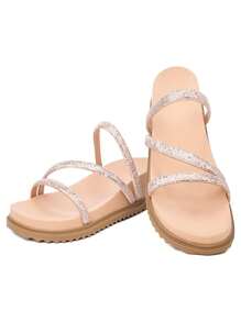 Women's  Sandal With Shiny Glitter Rhinestones - 乾枯玫瑰色 - 查看 3