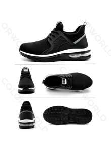 LITTLE MONSTER Tenis De Seguridad Industrial Para Trabajo Hombre Ligero - Blanco y Negro - Ver 4