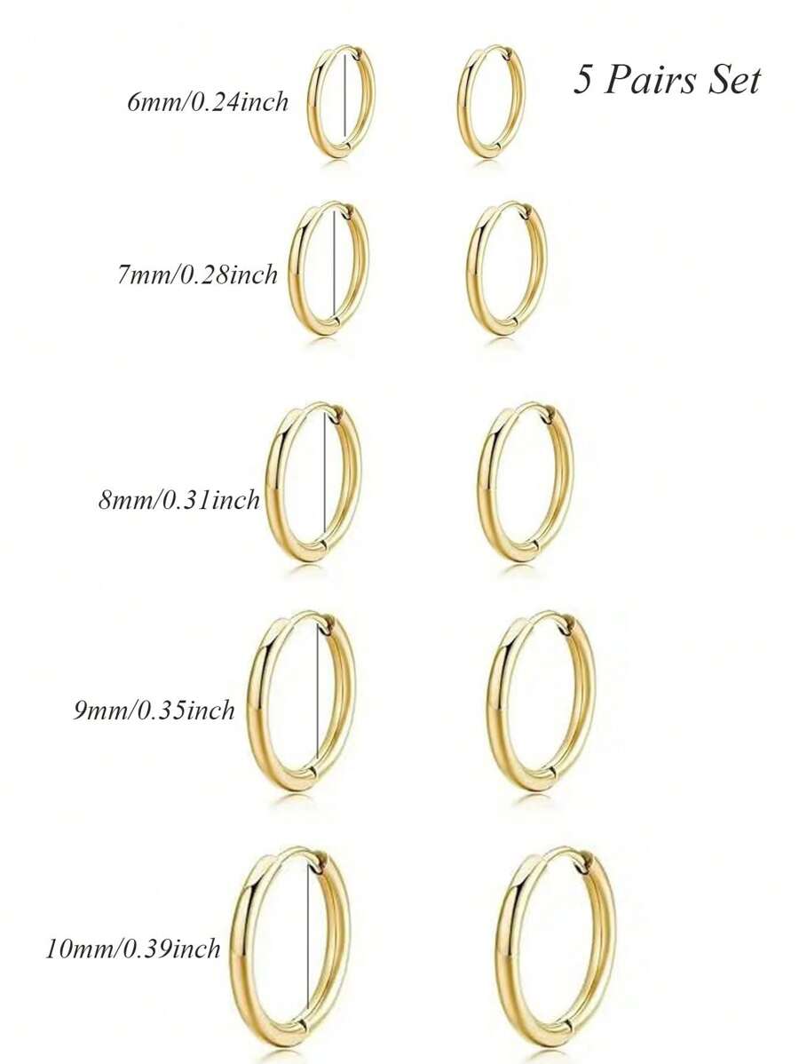 Set de cinco pares de mini aros · detalle 3