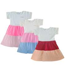 Children's Dress For Girls 100% Cotton Summer - 酒紅色 - 查看 3