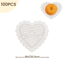 100pcs White Paper Lace Placemats, Decorative Disposable Placemats, Suitable For Desserts, Fried Foods, Wedding Tableware Decor, Cake Packaging - Round/Oval/Rectangular/Heart Shaped - White - View 23