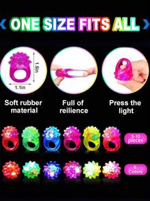 5/10 piezas Anillos de gel suave con LED, anillos luminosos con forma de fresa, excelentes para fiestas, cumpleaños, San Valentín, Año Nuevo, carnaval, decoración del hogar, juguetes, luces LED intermitentes, artículos luminosos. Adecuado para bodas, discotecas, bares, conciertos, regalos creativos para hombres, festivales, San Valentín, festivales de música, fiestas de club (Nota: surtido aleatorio) - Multicolor - Ver 4