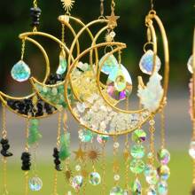 1 件，紫水晶月亮棱镜捕光器 - 半月形窗户吊坠 - 彩虹捕光器，适用于家庭和花园