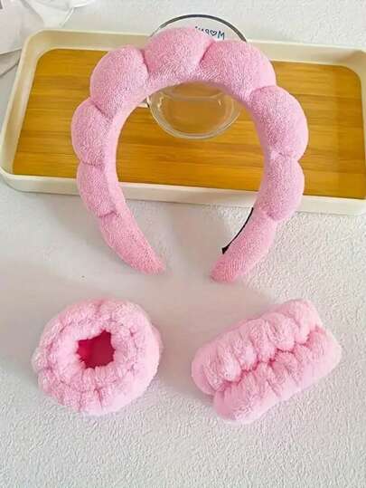 1Pc Face Washing Headband/2Pcs Face Washing Wrist Straps/3 Set Of Hydrotherapy Headbands, Skincare Bow Headband, One Pair Of Wash Face Wristbands,Makeup Headbands, Face Washing Headbands, Skincare Headbands, Velvet Fluffy Sponge Headbands, Bows, Bubbles, Hydrotherapy Headbands.Valentine's Day Couple As Gift Hairdressing Tool,Hairband,Hair Hoop Hair Accessories Head Accessories