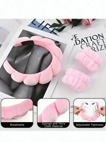 1Pc Face Washing Headband/2Pcs Face Washing Wrist Straps/3 Set Of Hydrotherapy Headbands, Skincare Bow Headband, One Pair Of Wash Face Wristbands,Makeup Headbands, Face Washing Headbands, Skincare Headbands, Velvet Fluffy Sponge Headbands, Bows, Bubbles, Hydrotherapy Headbands.Valentine's Day Couple As Gift Hairdressing Tool,Hairband,Hair Hoop
