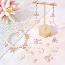 10/40Pcs 4 Style Romantic Enamel Flat Bowknot Charms Pink Bowknot Kawaii Dangle Pendants Bulk For Women Jewelry Making Earrings Necklace Bracelets Valentine's Day DIY CraftsSupplies