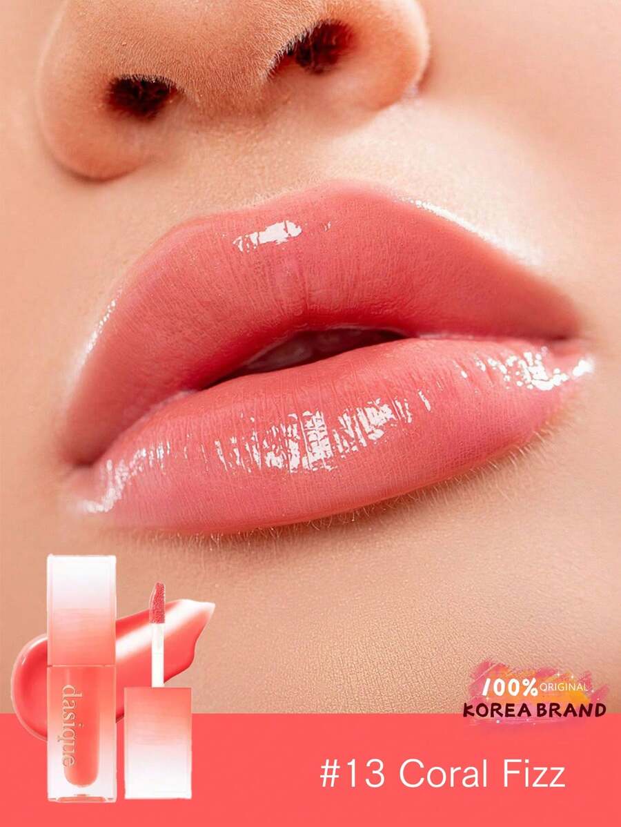 Dasique Juicy Dewy Tint #13 珊瑚苏打唇釉，持久亮泽唇彩，不粘腻，纯素，无动物实验，韩国彩妆礼品 - #13 Coral Fizz - 查看 1
