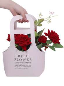 1 pieza Bolsa de empaque de flores para el Día de San Valentín, bolsa transportadora de flores de mano para floristería, bolsa de papel de regalo para ramos de rosas, Regreso a clases, Día de San Valentín