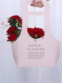 1 pieza Bolsa de empaque de flores para el Día de San Valentín, bolsa transportadora de flores de mano para floristería, bolsa de papel de regalo para ramos de rosas, Regreso a clases, Día de San Valentín