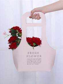 1 pieza Bolsa de empaque de flores para el Día de San Valentín, bolsa transportadora de flores de mano para floristería, bolsa de papel de regalo para ramos de rosas, Regreso a clases, Día de San Valentín