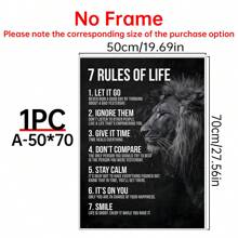 1pc Canvas Art Print Without Frame, Retro Style Inspirational Quote With 7 Rules For Life And A Black-And-White Picture Of A Lion As An Ideal Gift For Bedroom Wall Decor,Wall Art,Poster - Multicolor - View 16