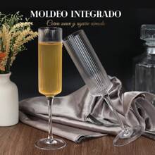 Champagne Flutes Set Of 2 - Elegant Champagne Glasses For Champagne, Prosecco, Wedding Gift, Engagement Gifts For Women, 250ml Vertical Stripe Glasses For Anniversary, Christmas (2, Pinstripe) - Clear - View 5