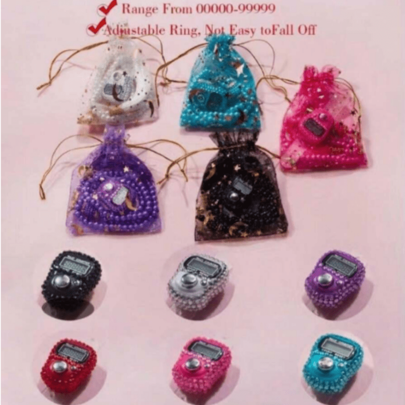 1pc Contador de dedos eletrônico LCD de 5 dígitos reajustável com visor digital, adequado para esportes, treinamento, contas de oração muçulmanas e contador de anel de pulseira Tasbi