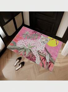 1 件仿羊毛纹理地毯，动物装饰地毯，奢华豹纹地毯门垫，适用于入口、客厅、餐厅、浴室装饰、软装饰垫，厚度约 0.4-0.8 厘米（手工测量，可能存在合理误差） - 粉色 - 查看 5