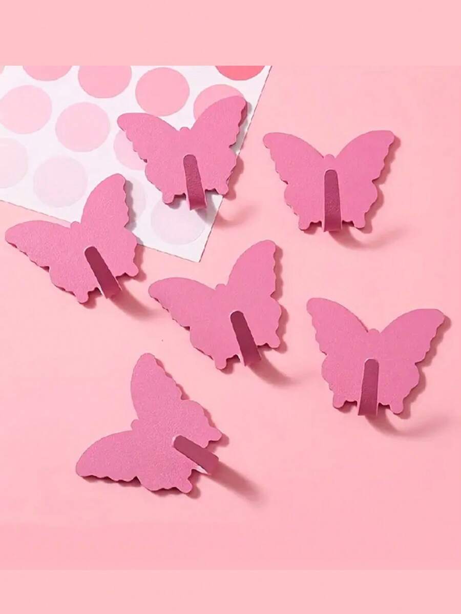 5 piezas Ganchos de acero inoxidable con forma de mariposa - Fuerte, sin perforación, adhesivos para paredes para dormitorios y baños, esenciales de decoración de estilo casual para el hogar, soporte para clavos, estantería flotante, organizador, Navidad, decoraciones navideñas, ganchos, percha de puerta, dormitorio, percha, percha de pared, gancho de pared, soporte para llaves, soporte para llaves de pared, colgador de llaves
