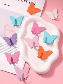 5 piezas Ganchos de acero inoxidable con forma de mariposa - Fuerte, sin perforación, adhesivos para paredes para dormitorios y baños, esenciales de decoración de estilo casual para el hogar, soporte para clavos, estantería flotante, organizador, Navidad, decoraciones navideñas, ganchos, percha de puerta, dormitorio, percha, percha de pared, gancho de pared, soporte para llaves, soporte para llaves de pared, colgador de llaves