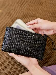 1PC Simple Crocodile Pattern Zipper Clutch Wallet, Minimalist Coin Purse, For Women, Wallet,Portable Multifunctional Zipper Bag, Lightweight Modern Business Credit Card ID Card Money Cash Business Casual For Women Wallets ,Long Wallets For Teacher Girlfriend Gifts - Multicolor - View 3