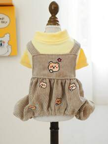 PETCIRCLE 1 件宠物狗和猫服装，4 条腿围兜裤，可爱舒适，适合小型宠物 - 黃色 - 查看 3