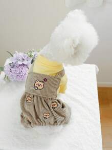 PETCIRCLE 1 件宠物狗和猫服装，4 条腿围兜裤，可爱舒适，适合小型宠物 - 黃色 - 查看 2