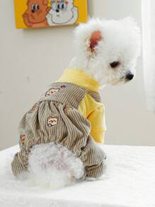 PETCIRCLE 1 件宠物狗和猫服装，4 条腿围兜裤，可爱舒适，适合小型宠物 - 黃色 - 查看 7