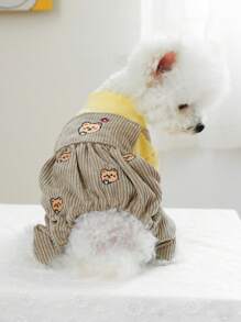 PETCIRCLE 1 件宠物狗和猫服装，4 条腿围兜裤，可爱舒适，适合小型宠物 - 黃色 - 查看 6