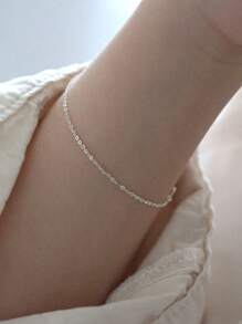 BALMORA 1 Pc Fashionable S925 Sterling Silver Simple Bracelet For Girl/Women/Girlfriend/Mother Retro Party Dating Gift Daily Wear Birthday Gift