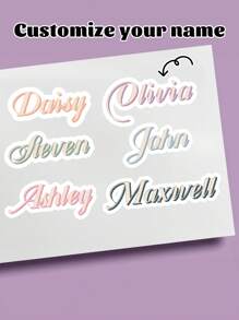 10pcs Personalized Name Sticker-3sizes, Custom Name Sticker,Waterproof Vinyl Sticker For Laptop Water Bottle Phone Case Cars Merchandise Decor Decal ,The Ideal Gifts For Him/Her,Personalized Ornaments,Holiday Gifts - Multicolor - View 2