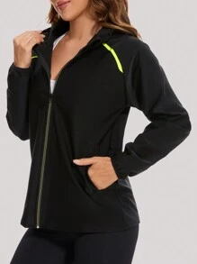 1PC Women's Waterproof Ski Snow Jacket Thermal Lined Warm Winter Rain Jacket With Hood For Hiking & Winter Activities - Black - View 9