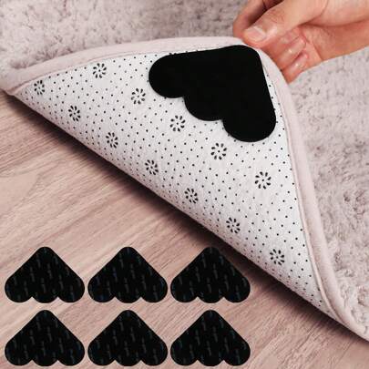 4/8/12PCS Rug Stickers,Rug Gripper,Rug Tape, Washable Reusable Tape For Area Rugs,Double Sided Carpet Tape Stickers,Anti Slip Grippers Rug Grip,Keep Area Rugs Corners From Curling And Bunching, Applicable For Hardwood Floors And Tile, For Kitchen/Bedroom/Door Mat