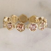 Elegante 14K vergulde roze synthetische zirkonia ovaal geslepen halo verlovings-/trouwring, ideaal jubileumcadeau, aanzoekcadeau voor vrouwen