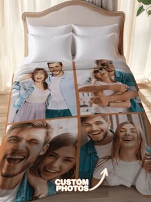 1pc Customized Photo Blanket, Personalized Photo & Text Blanket, Photo Collage Blanket, Customized Dog Blanket, Personalized Dog Blanket, Personalized Throw Blanket, Dog Photo Blanket, Patchwork Blanket, Suitable For Office, Best Friend Photo Blanket - 4 Photos - View 6