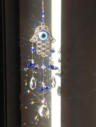 1 pièce Pendentif capteur de soleil en cristal d'œil du mauvais œil, convient pour la décoration d'intérieur de fenêtre de maison, carillon à vent, décoration suspendue de jardin extérieur