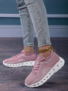 Nuevos tenis tipo calcetín livianos y deslizantes, con suela suave y elástica, para uso deportivo y casual al aire libre, adecuados para primavera y otoño - Rosa - Ver 4