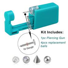 Kit d'outils de perçage jetables stériles de 16G pour les lèvres, les oreilles et le cartilage, comprenant 1 pièce pistolet de perçage et 4 boules filetées de rechange