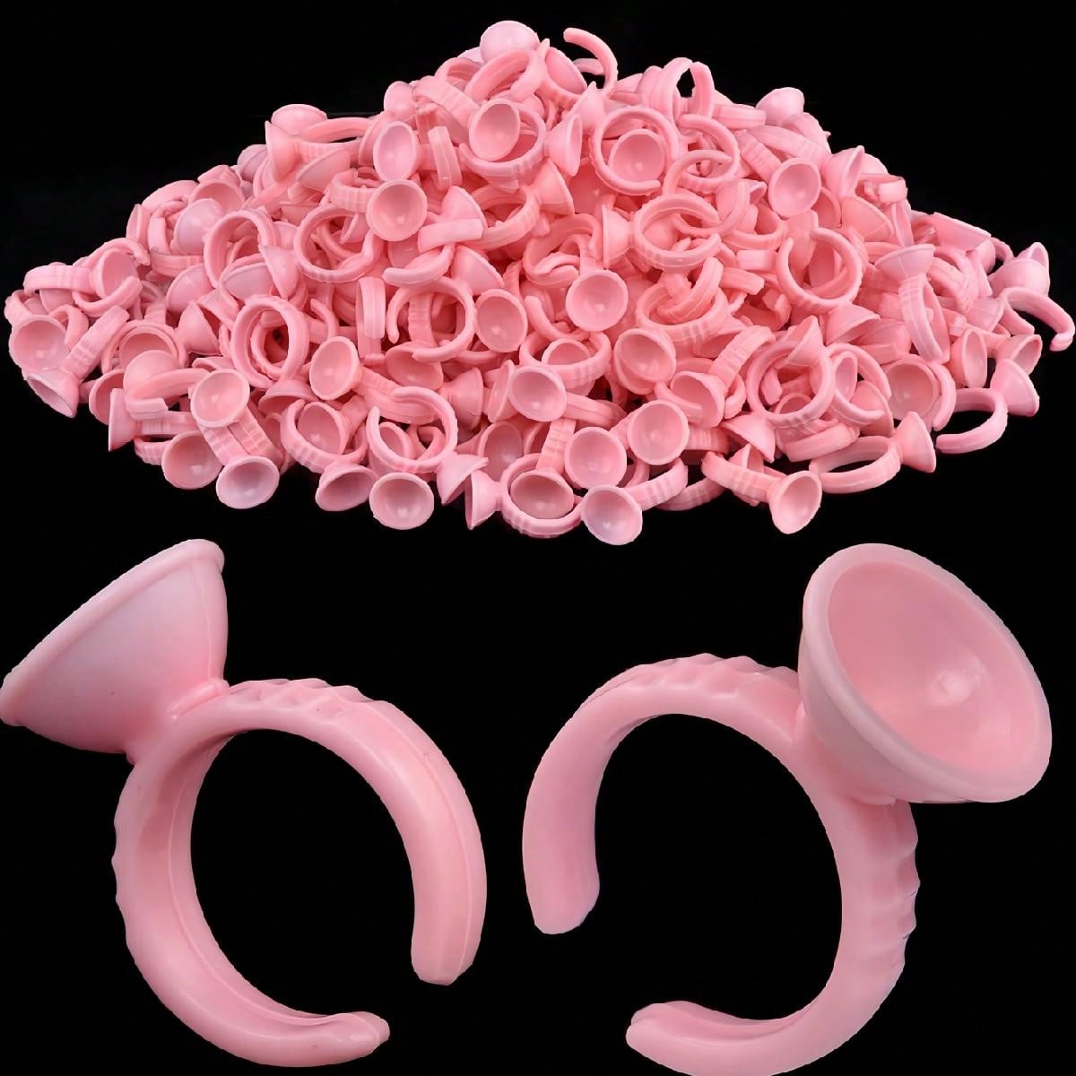 1 Set Disposable Eyelash Glue Holder & Tattoo Pigment Cups - Plastic Eyelash Glue Holder, Eyelash Adhesive Fixer, Manicure Makeup Tools (50/100/200/300pcs)
