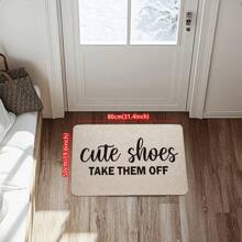 1pc Cute Shoes Letter Pattern Doormat, Modern Simple Style Jute Carpet, Anti-Slip Rubber Backing, Water-Absorbing, Durable Indoor Entrance Mat For Living Room, Bedroom, Bathroom, Kitchen, Suitable For All Seasons, Machine Washable, Multiple Styles Available