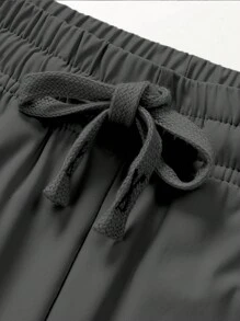 2Pcs Women Summer Sports Pants, Ice Silk Drawstring Waist Trousers, Versatile Outdoor Sport & Casual Wear Tights - Black - View 3