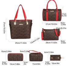 Women's Fashion Handbag Set 6 Faux Leather Women's Bag Cute Butterfly Chain Shoulder Backpack - 米色-黑色 - 查看 2