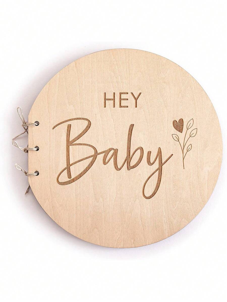 Libro de visitas de madera para baby shower 1 pieza, libro de recuerdos y juegos de baby shower, libro de registro de 40 páginas, estilo rústico, libro de recuerdos y juegos de baby shower, recuerdos para baby shower, regalo para nuevos padres y madres primerizas, regalos de baby shower y pascua para niñas/niños - Caqui - Ver 1