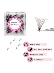 ARTSTAR 500 Fans Curvature D Brown Color Premade Fans Lashes 12D/14D/16D Loose Fans Eyelash Extension 0.05mm Handmade Long Piont Stem 500 Fans False Eyelashes