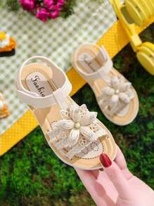2024新款露趾凉鞋公主软底幼儿宝宝甜美休闲蝴蝶女童学生时尚可爱夏季