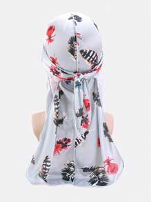 1 chiếc mũ Durag giống lụa có đuôi dài, phong cách Hip-Hop - Xám - Xem 4