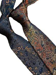 1pc Men's Paisley Print Hand-Tied Necktie, Suitable For Street, Casual, Business, Party Men Necktie - Multicolor - View 4