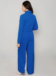 Conjunto casual de  2 piezas para dama en color solido - azul real - Ver 5