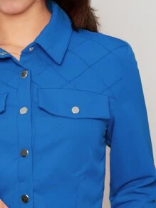Conjunto casual de  2 piezas para dama en color solido - azul real - Ver 6